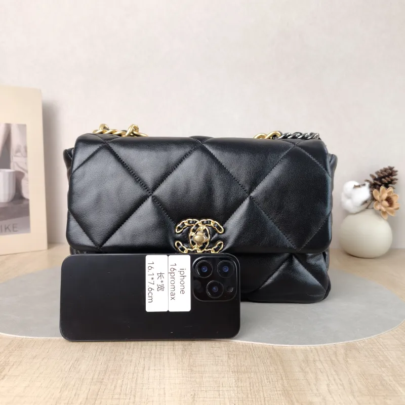 Chanel Crossbody Bag 19Bag Black SL ambskin Medium 30 × 10 × 20 cm — cover view 4 of 5