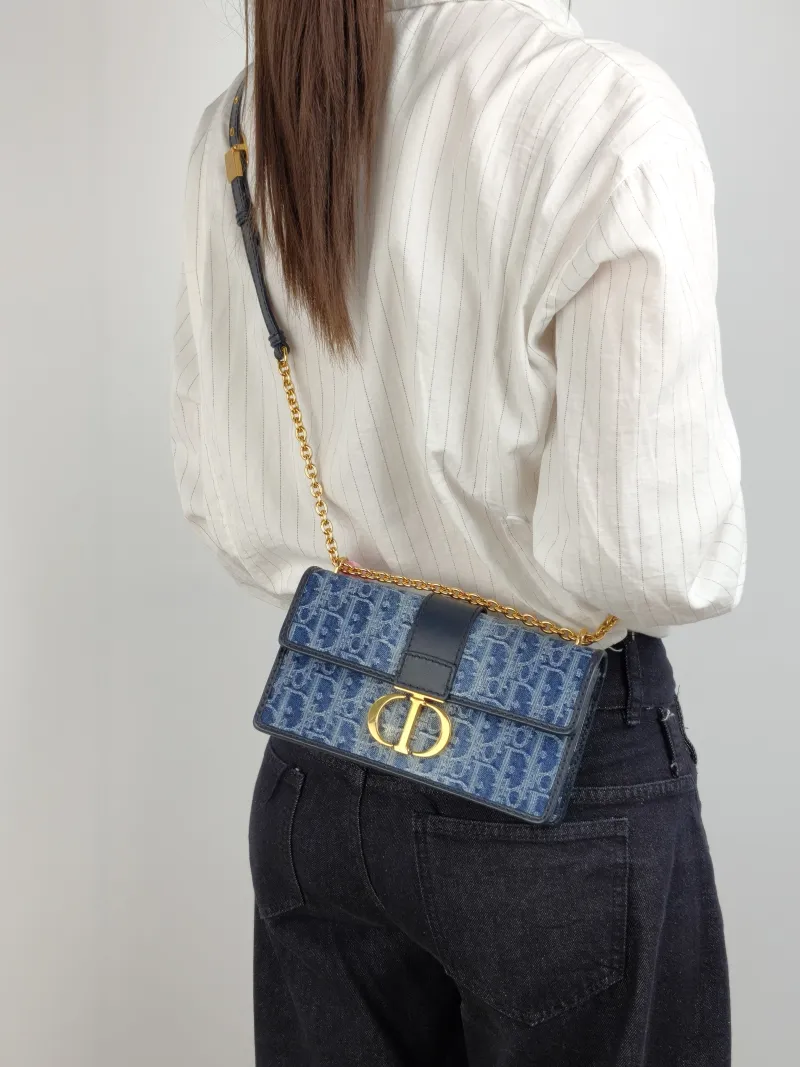 DIOR Crossbody Bag 30 Montaigne East-West 30 Blue Small 21 × 6 × 12 cm — on-model view 1 of 2