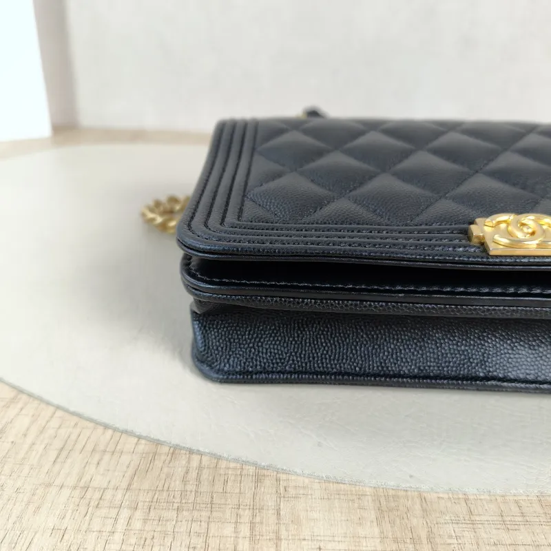 Chanel Crossbody Bag Le Boy​ WOC Black Grained Calfskinmini19.2 × 3.5 × 12.3 cm — detail view 5 of 14