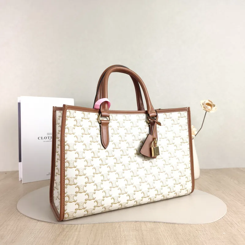CELINE Top Handle Bag Horizontal Cabas Shopping Tote Beige PVC Mini 34 × 12 × 22.5 cm — cover view 2 of 5