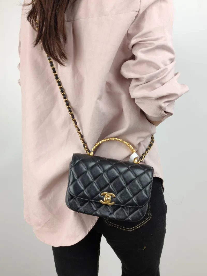 Chanel Crossbody Bag 24s Black Lambskin One Size 18 × 6 × 13 cm — on-model view 2 of 2