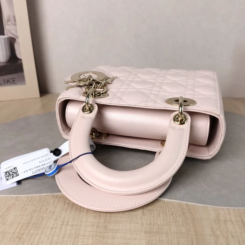 DIOR Top Handle Bag Pink Lambskin Small 20 × 8 × 18 cm — detail view 7 of 12