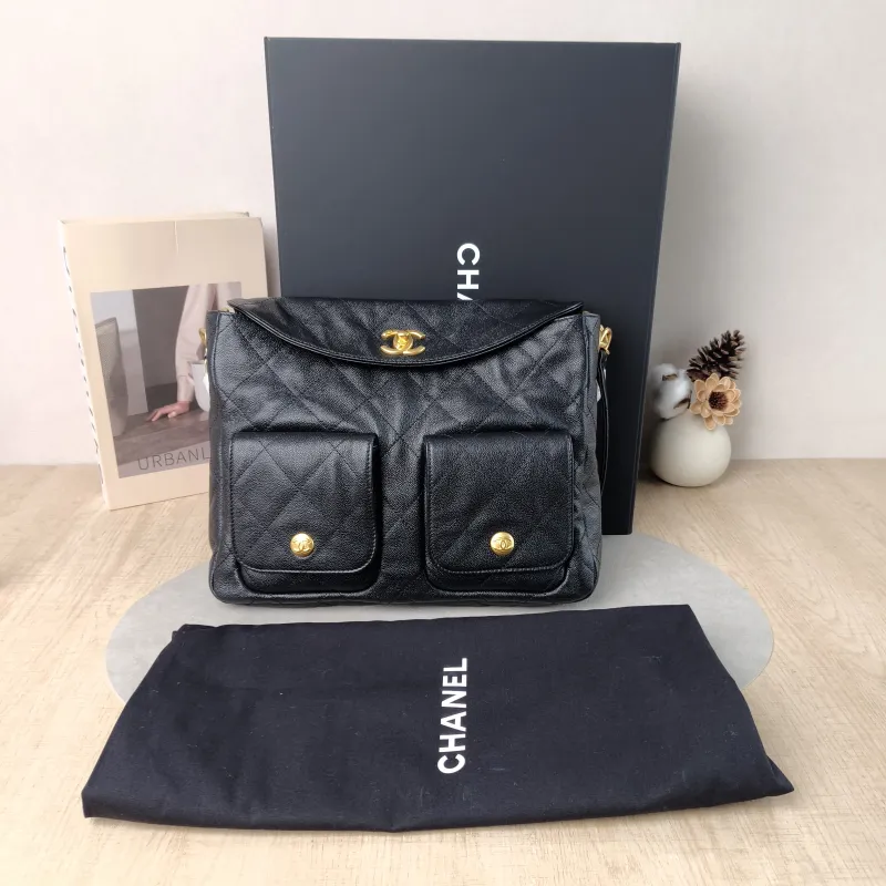 Chanel Shoulder Bag Supple Twins Hobo Black Grained Calfskin Large 30 × 5 × 21.5 cm — cover view 2 of 6