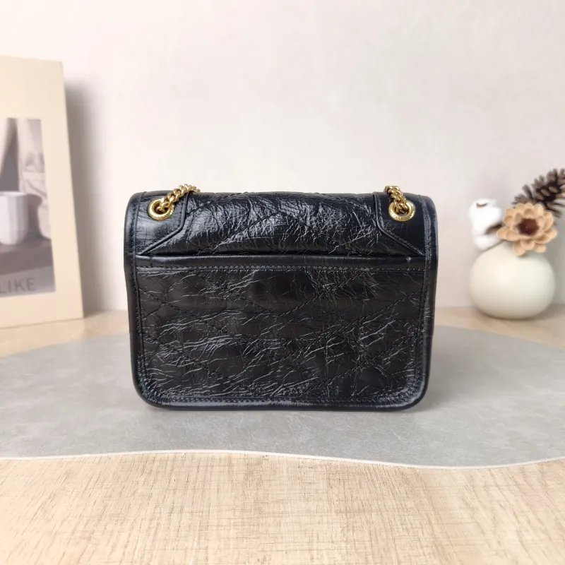 SAINT LAURENT Crossbody Bag Niki Black Waxed Leather Calfskin Mini 18 × 5 × 12.5 cm — cover view 6 of 6