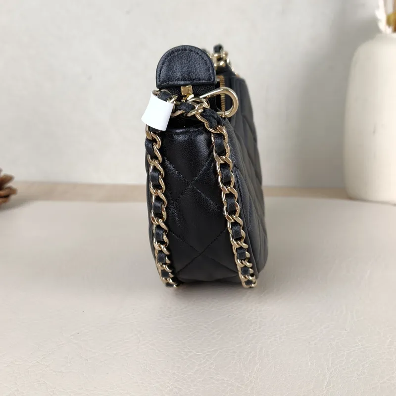 Chanel Crossbody Bag 23p Black Lambskin Mini 13.5 × 5 × 9.5 cm — detail view 10 of 11