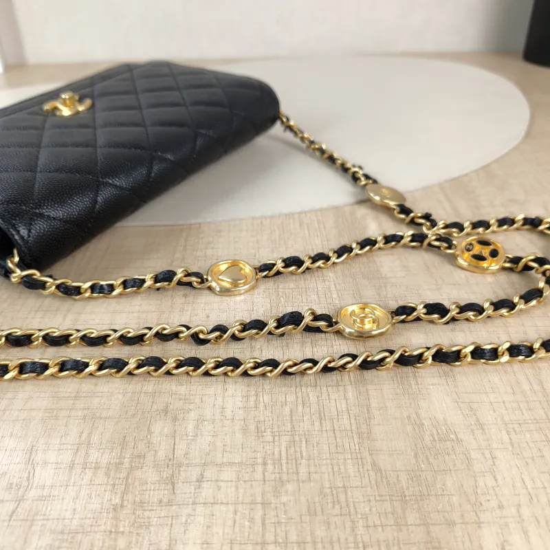 Chanel Crossbody Bag CF WOC Crossbody Bag Black Grained Calfskinmini19.2 × 3.5 × 12.3 cm — detail view 6 of 13