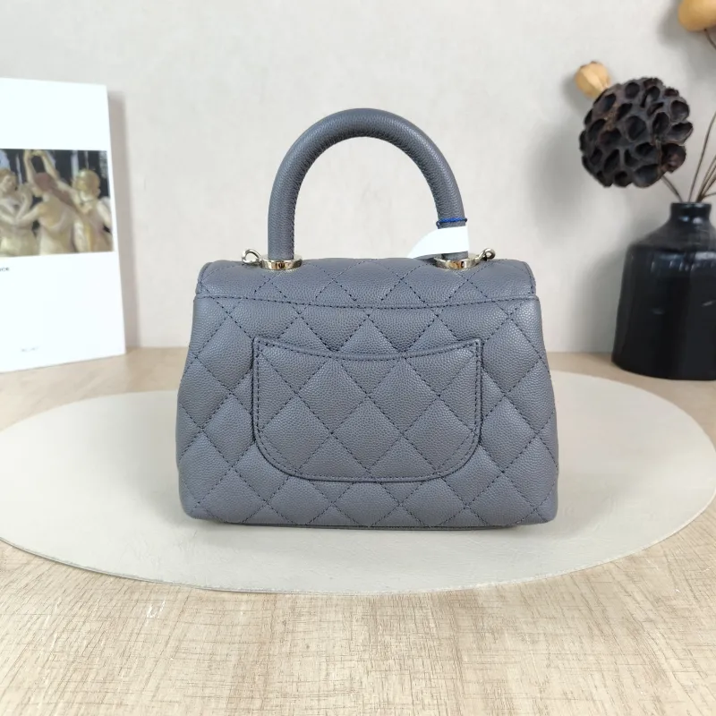 Chanel Crossbody Bag Coco Handle Dark Grey Grained Calfskin Mini 19 × 9 × 13 cm — cover view 3 of 6