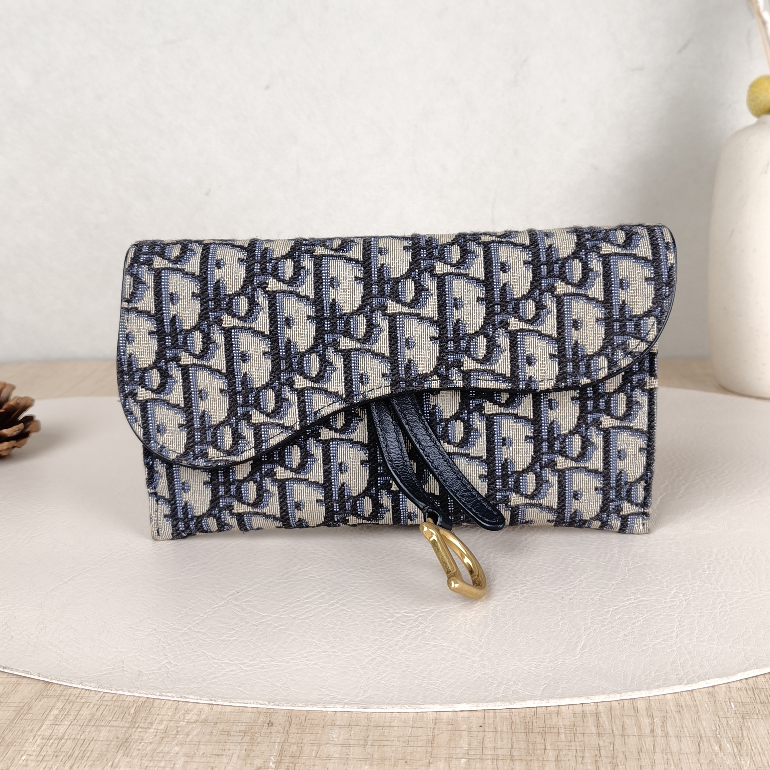DIOR Crossbody Bag Saddle Chain Bagwoc Blue Canvas One Size11 × 2 × 11.5 cm