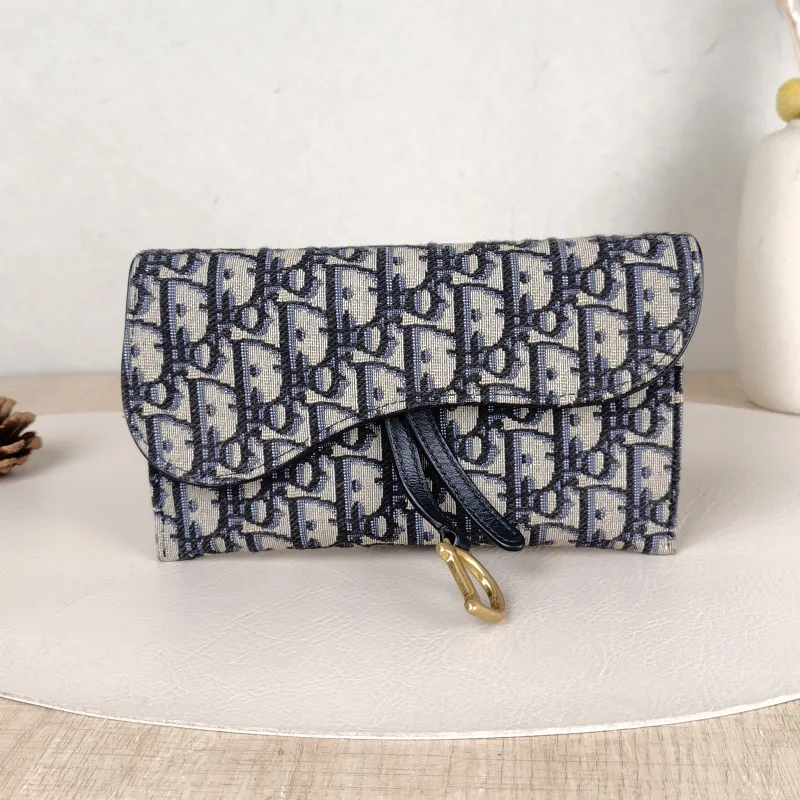 DIOR Crossbody Bag Saddle Chain Bagwoc Blue Canvas One Size11 × 2 × 11.5 cm