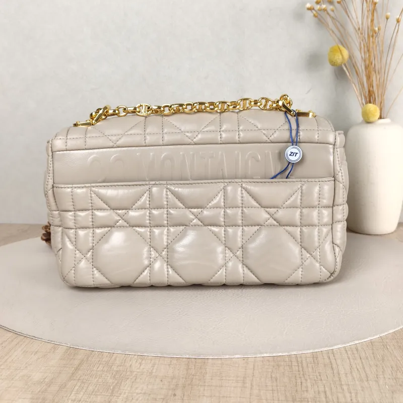 DIOR Crossbody Bag Caro Chain Bag Beige Calfskin Medium 25.5 × 9 × 15.5 cm — cover view 4 of 5