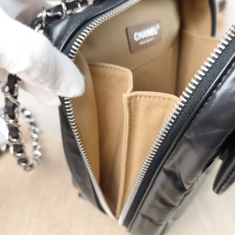 Chanel Crossbody Bag Camera Bag Black Waxed Leather 16.5 × 8.5 × 18 cm 28 — detail view 6 of 12