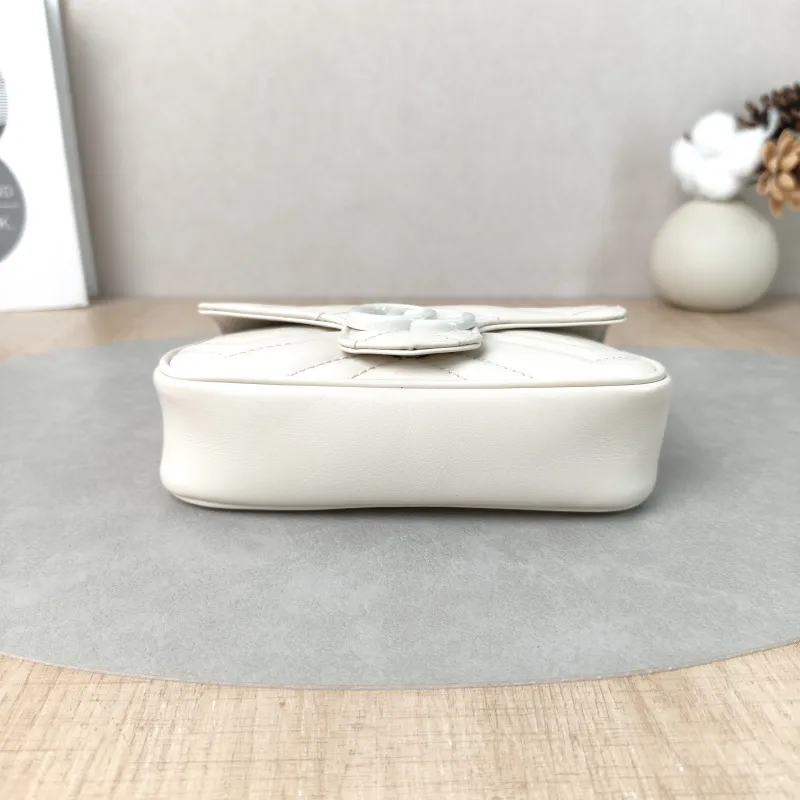 GUCCI Shoulder Bag GG Marmont Mini Marmont Mini g White Calfskin Mini 16.5 × 4.5 × 9.5 cm — cover view 3 of 6