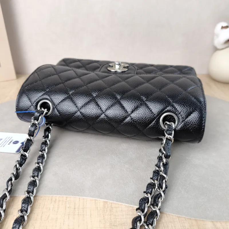 Chanel Crossbody Bag Classic Flap CF Black Grained Calfskin Small 23 × 6 × 14.5 cm — detail view 2 of 14