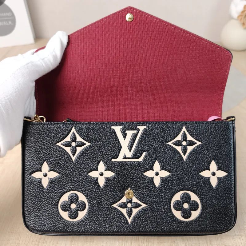 Louis Vuitton Crossbody Bag Pochette Félicie Black · White Calfskin Small 21 × 3 × 12 cm — detail view 12 of 14