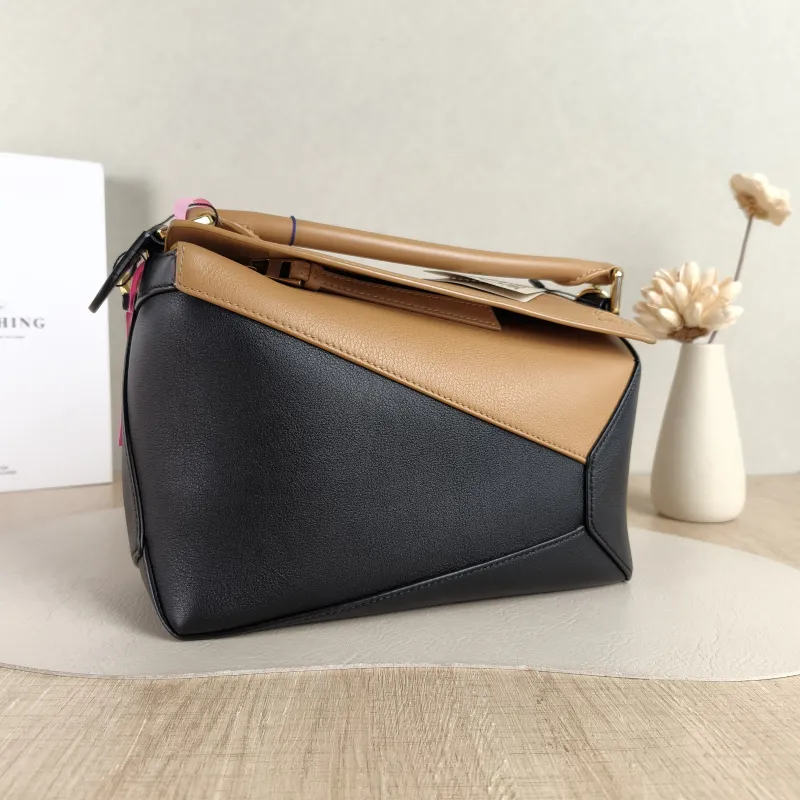 LOEWE Crossbody Bag Puzzle Brown Black CC alfskin Small 24 × 10.5 × 16.5 cm — cover view 4 of 5