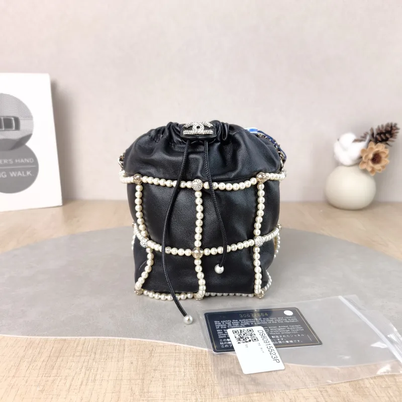 Chanel Shoulder Bag Pearl Bucket Bag Black Lambskin One Size 12 × 12 × 17.5 cm 30 — cover view 4 of 6