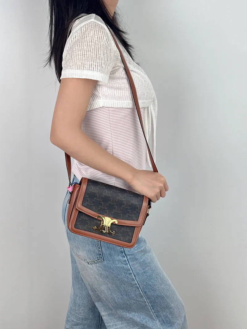 CELINE Crossbody Bag Teen Triomphe Monogram PVC Small 18.5 × 7 × 13.5 cm — on-model view 2 of 2