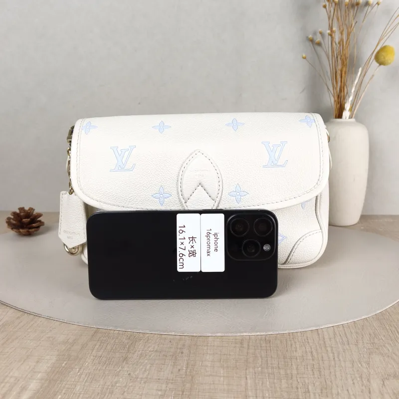 Louis Vuitton Crossbody Bag Diane Baguette Bag White · Blue Empreinte Embossed Calfskin Small 24 × 9 × 15 cm — cover view 2 of 5