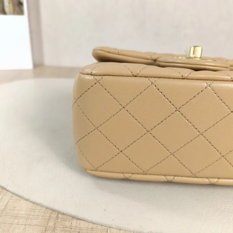 Chanel Crossbody Bag Taupe Lambskin Mini 17 × 8 × 13.5 cm — detail view 11 of 13