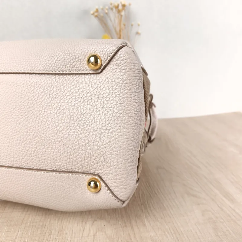 BURBERRY Top Handle Bag Beige Calfskin，Canvas 41 × 15 × 27 cm — detail view 7 of 11