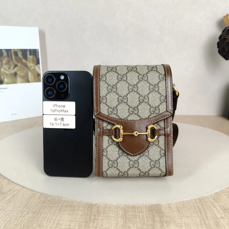GUCCI Crossbody Bag Horsebit 1955Collection Mini Monogram PV Cmini11.5 × 4 × 17 cm — cover view 3 of 5