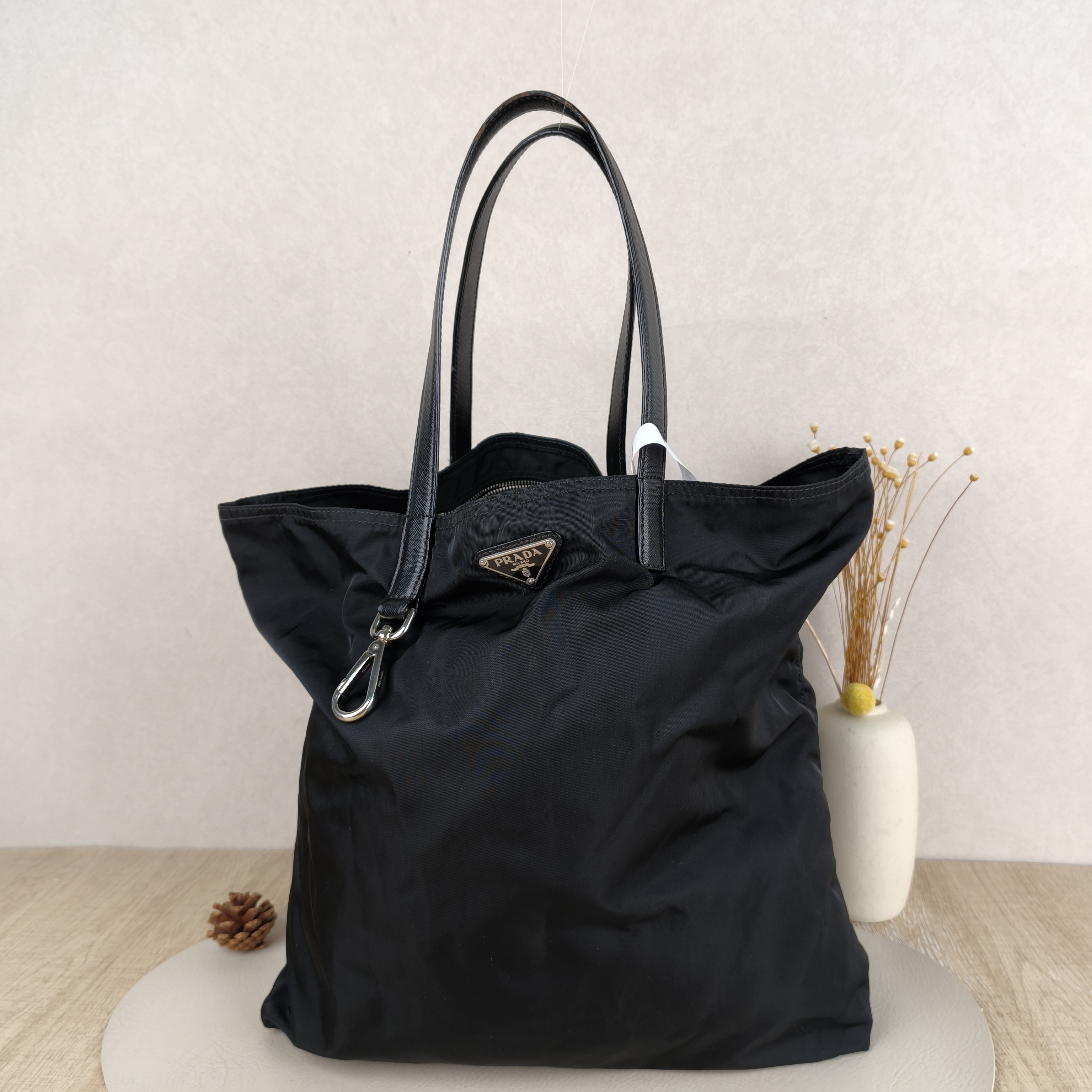 PRADA Top Handle Bag Tote Bag Black Nylon One Size33 × 9 × 36 cm