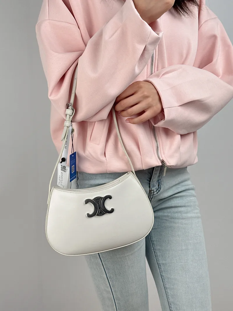 CELINE Shoulder Bag tilly White Calfskin Medium 22 × 4 × 13.5 cm — on-model view 1 of 2