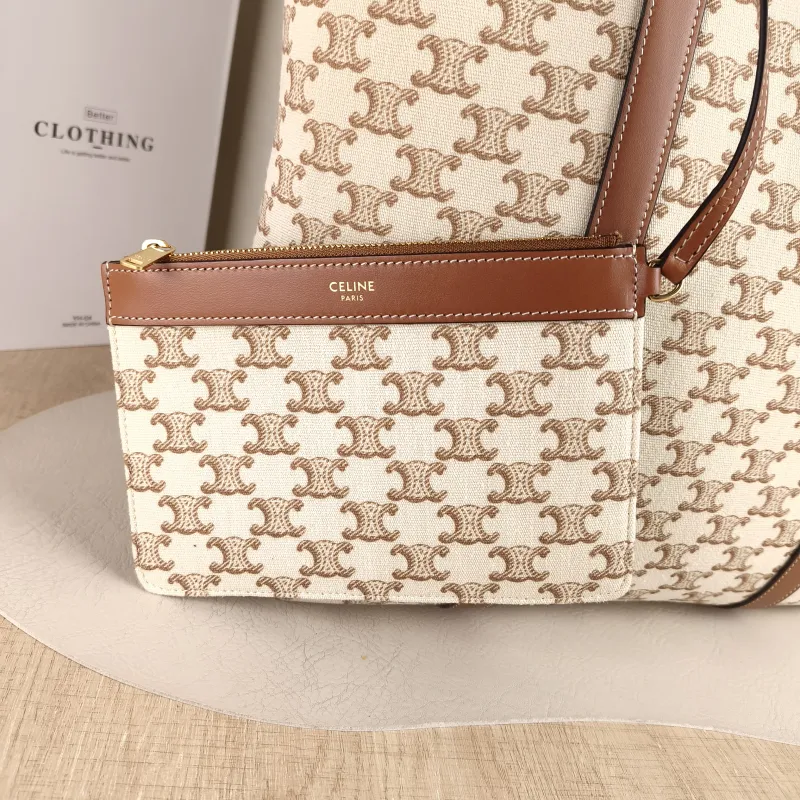 CELINE Shoulder Bag soft shopper Shoulder Bag Brown White Calfskin 31 × 12 × 38 cm — detail view 2 of 10