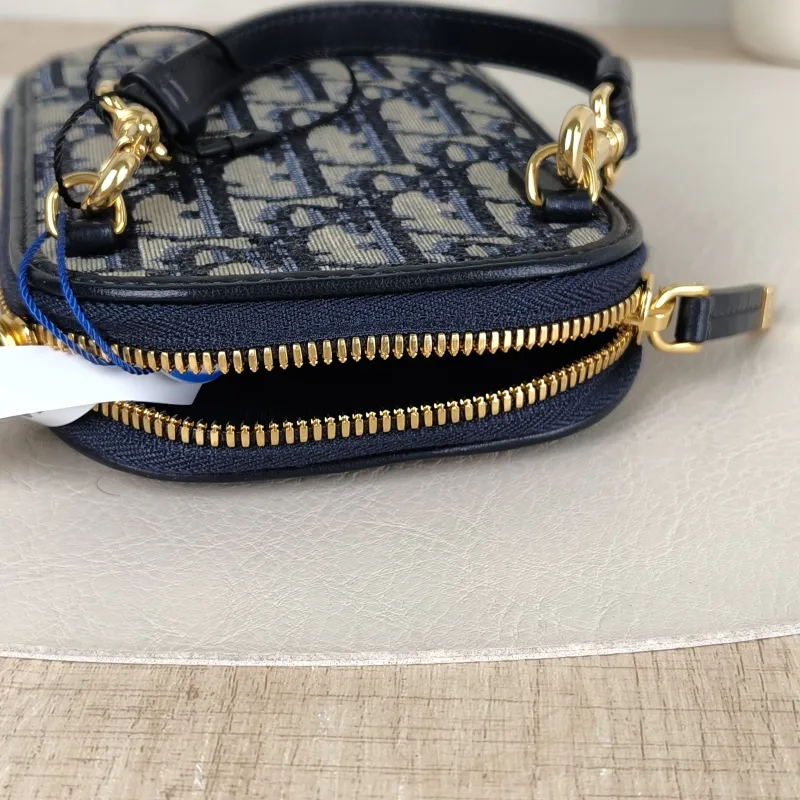 DIOR Top Handle Bag Blue Canvas One Size 10.5 × 2.5 × 18 cm — detail view 6 of 10