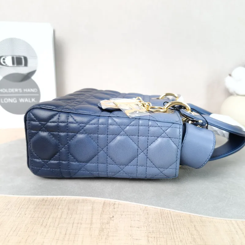 DIOR Top Handle Bag Lady Lady Dior Bag Blue Lambskin Small20 × 8 × 18 cm — detail view 10 of 10