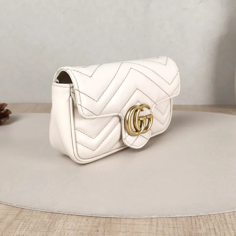 GUCCI Crossbody Bag GG Marmont Mini Marmont Mini White Calfskin Mini 16.5 × 4.5 × 9.5 cm — cover view 2 of 5