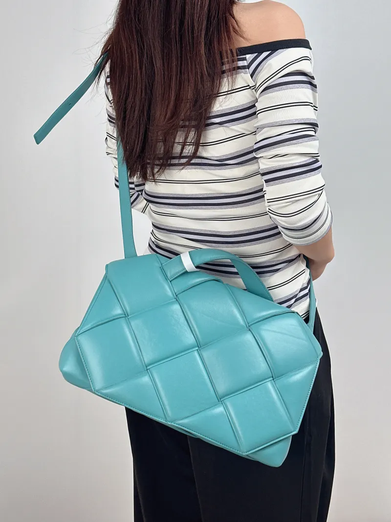 Bottega Veneta Shoulder Bag Woven Shoulder Bag Green Lambskin One Size 33 × 11.5 × 17 cm — on-model view 2 of 2