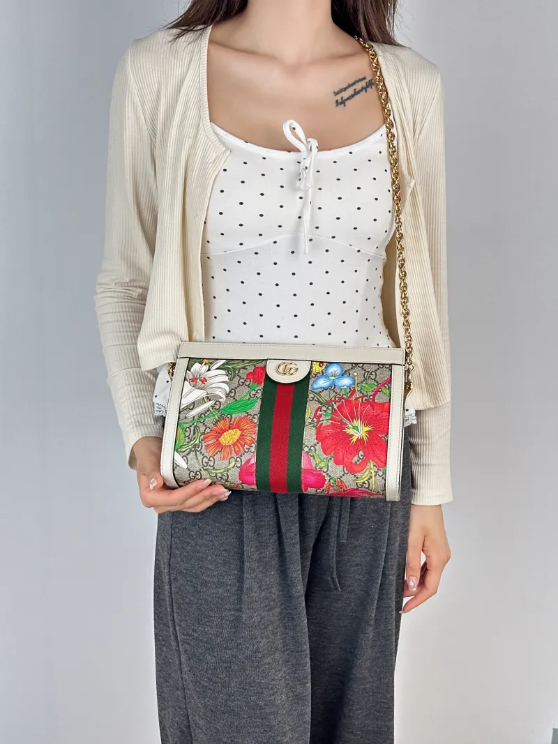 GUCCI Crossbody Bag Ophidia PVC · Calfskin Medium26 × 8 × 17.5 cm — on-model view 1 of 2