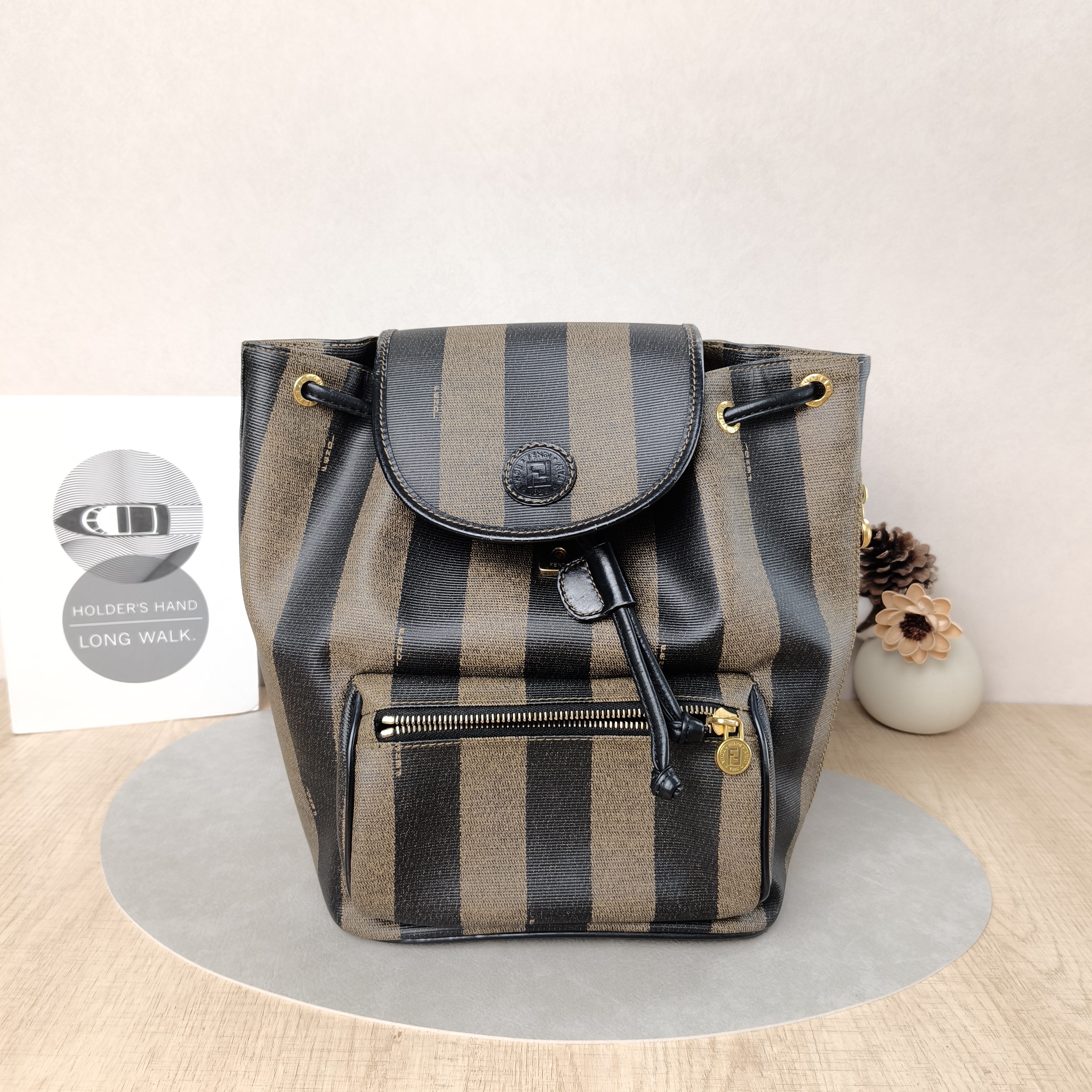 FENDI Backpack Backpack Brown PVC One Size22 × 13 × 28 cm