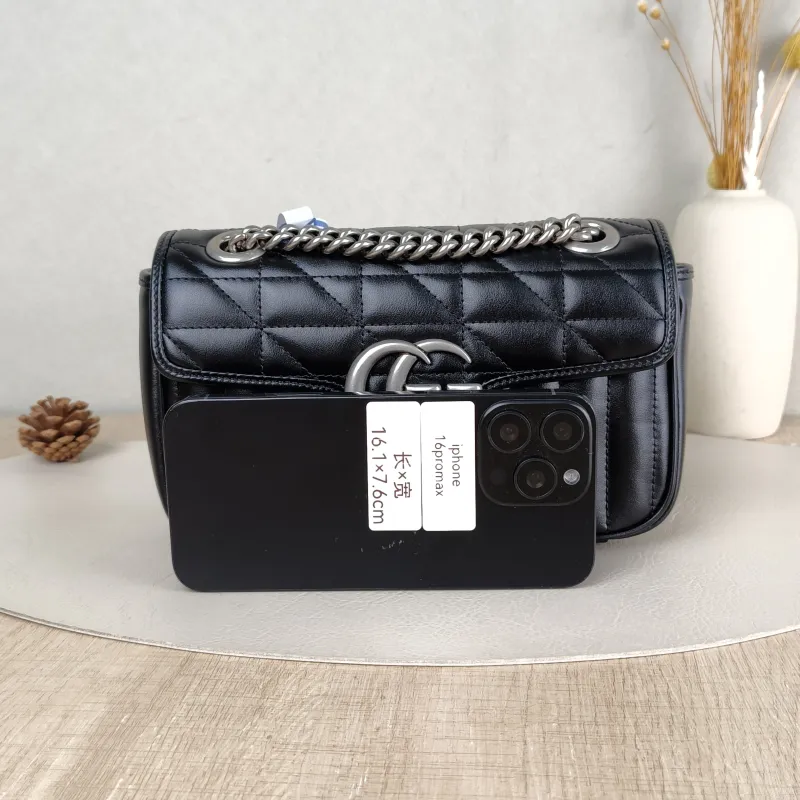 GUCCI Crossbody Bag GG Marmont Small Marmont 22 Black Calfskin Small 22 × 6 × 13 cm — cover view 4 of 5
