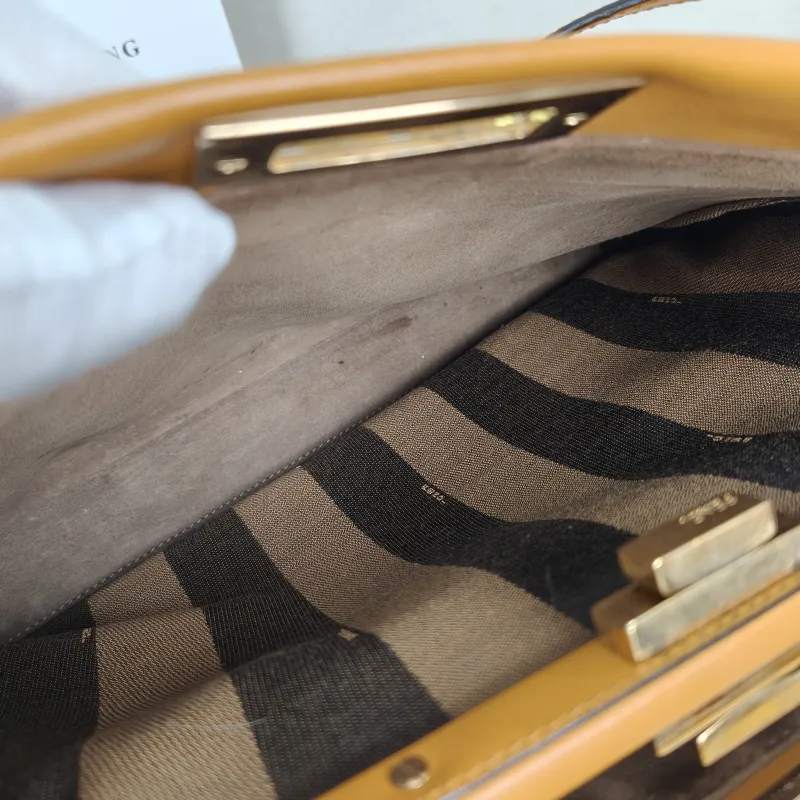 FENDI Top Handle Bag Peekaboo Brown Calfskin Medium 33.5 × 13 × 25.5 cm — detail view 7 of 13