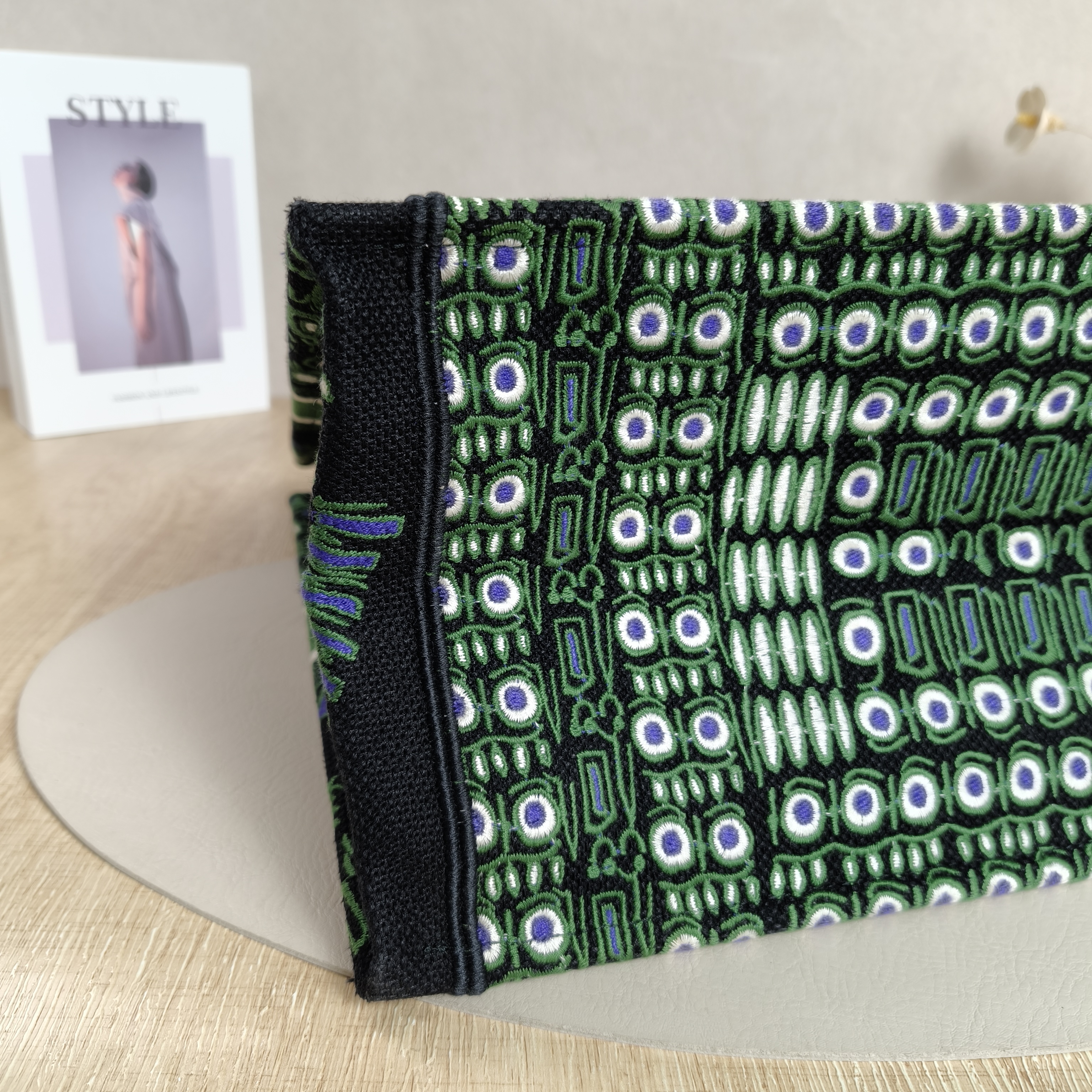 DIOR Top Handle Bag Book Tote Black Green Canvas Large42 × 18.5 × 35 cm — cover view 13 of 13