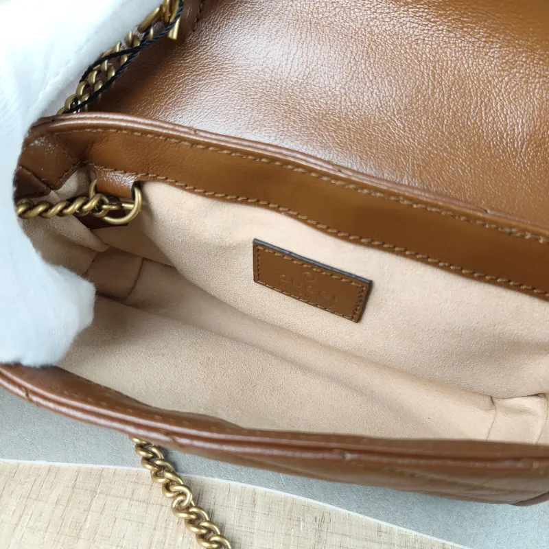 GUCCI Crossbody Bag GG Marmont Mini Marmont Mini Caramel Calfskin Mini 16.5 × 4.5 × 9.5 cm — detail view 4 of 12