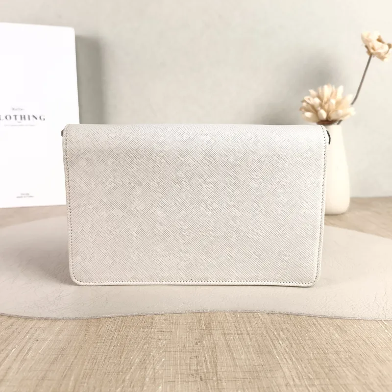 PRADA Crossbody Bag Crossbody Bag White Calfskin One Size 20 × 4 × 13 cm — cover view 4 of 5