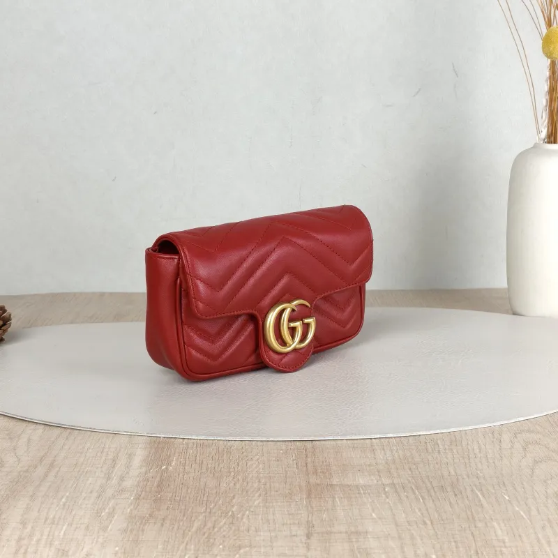 GUCCI Crossbody Bag GG Marmont Mini Marmont Mini Red Calfskin Mini 16.5 × 4.5 × 9.5 cm — cover view 2 of 5