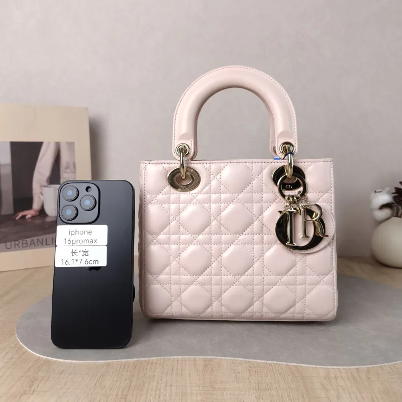 DIOR Top Handle Bag Pink Lambskin Small 20 × 8 × 18 cm — cover view 6 of 6