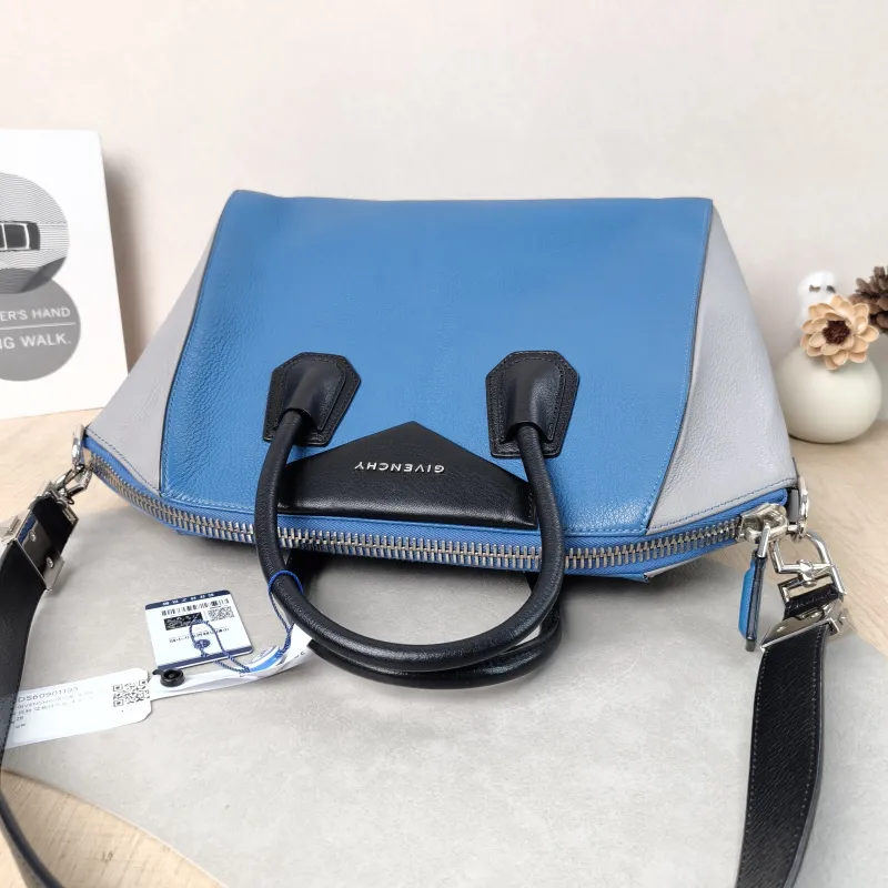 GIVENCHY Top Handle Bag tote Blue Grey Calfskin 33.5 × 18 × 28 cm — detail view 1 of 12