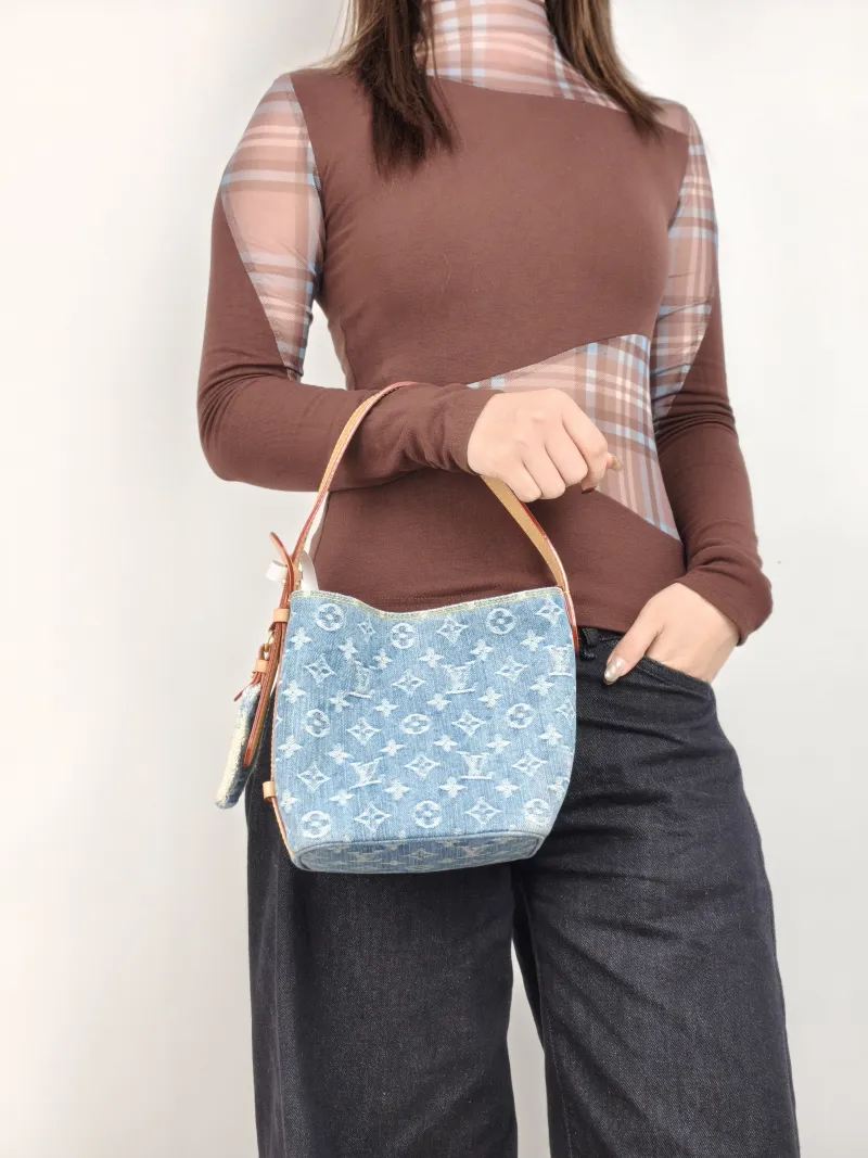 Louis Vuitton Top Handle Bag ALL IN BB Blue BB 16 × 12 × 18 cm — on-model view 2 of 2