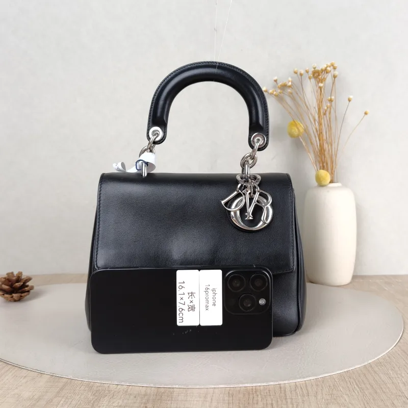 DIOR Top Handle Bag Be Black Calfskin Mini 20 × 11 × 16.5 cm — cover view 4 of 5