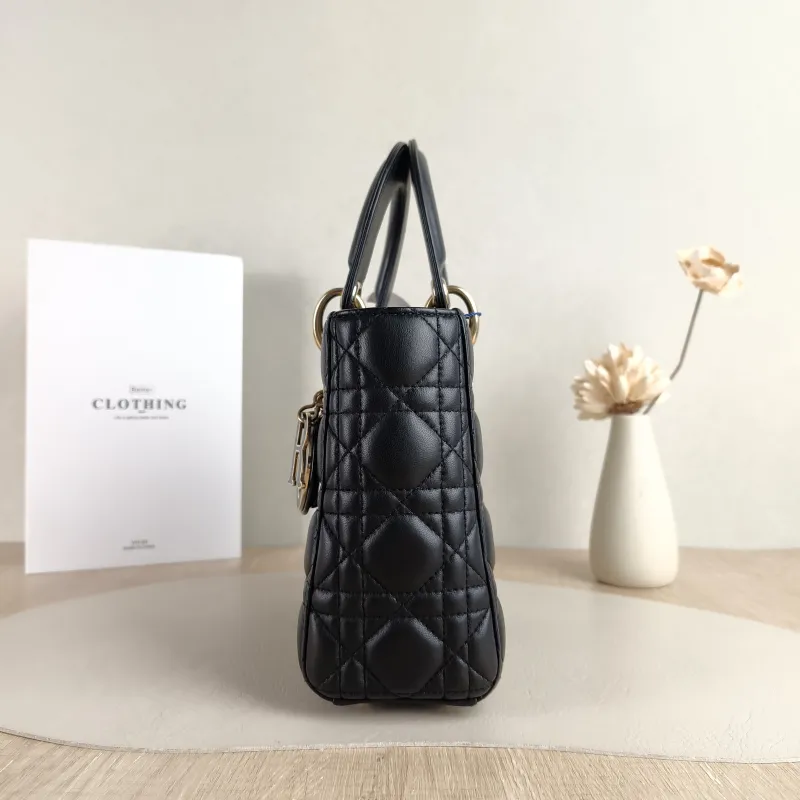 DIOR Top Handle Bag Lady Lady Dior Bag Black SL ambskin Small 20 × 8 × 18 cm — detail view 8 of 11
