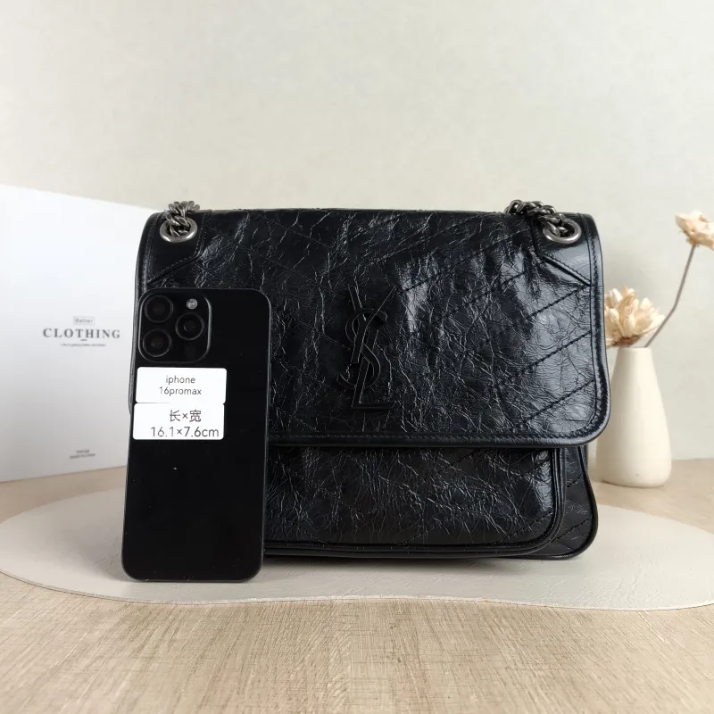 SAINT LAURENT Crossbody Bag Niki D Waxed Leather Calfskin Medium 28 × 8.5 × 20 cm — cover view 2 of 5