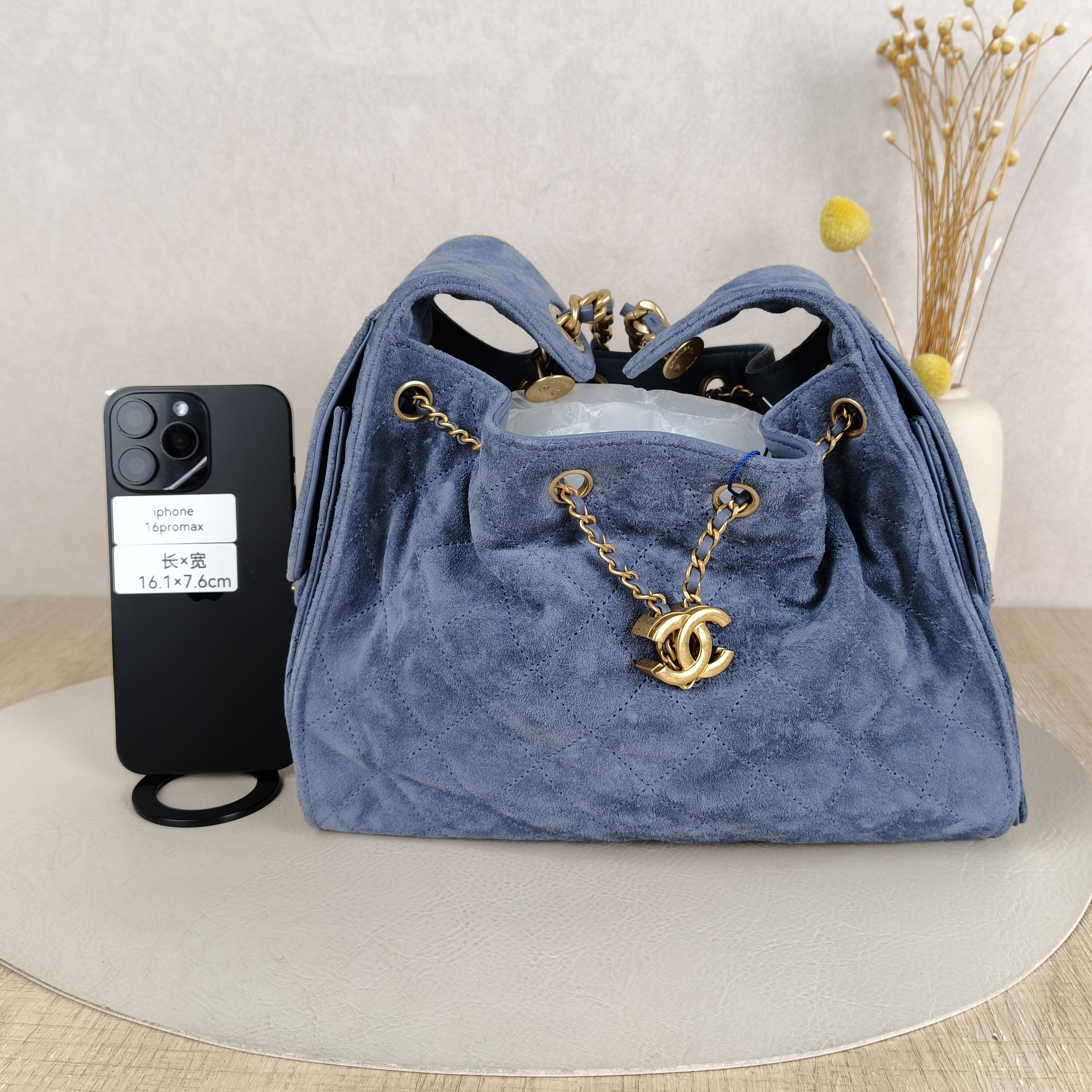 Chanel Shoulder Bag25Bag Blue Suede Small26 × 14 × 30 cm — cover view 3 of 9