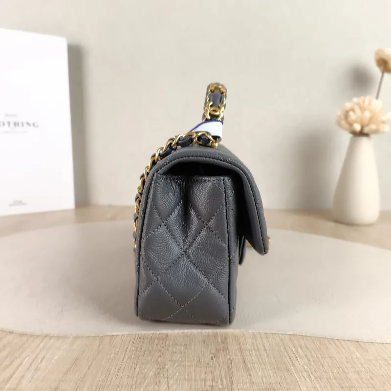 Chanel Crossbody Bag 25b mini Grey Grained Calfskin One Size 20 × 6 × 12 cm — detail view 8 of 14