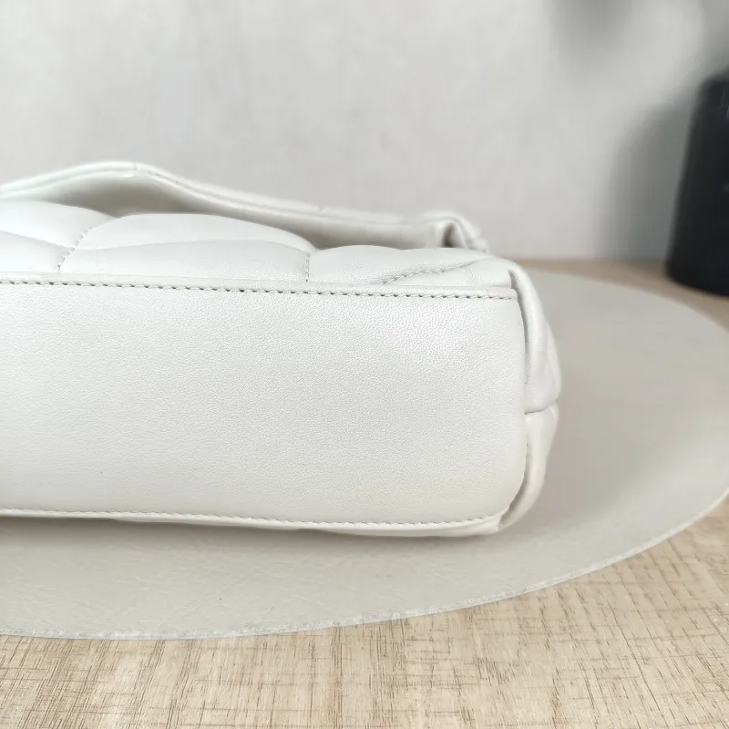 SAINT LAURENT Crossbody Bag LOULOU PUFFER White Lambskin Mini 23 × 8.5 × 15.5 cm — detail view 12 of 12