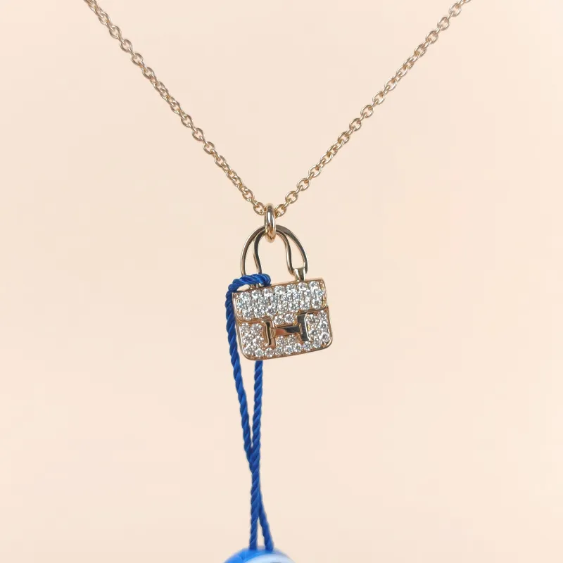 Hermès Necklace Amulettes Constance Pavé Diamond Necklace Rose Gold 18KR ose Gold One Size40cm
